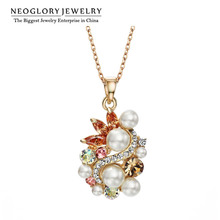 Neoglory checos strass Chapado en plata collares y colgantes para mujeres joyería de perlas de moda simulada 2020 nueva marca 2024 - compra barato