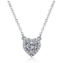 Wholesale Pendant Sterling Silver 2CT Synthetic Heart Diamond Pendant for Women Anniversary 18Inches Clavicle Necklace Pendant 2024 - buy cheap