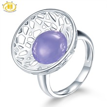 Anel de prata esterlina 925 natural roxo calcedônia sólida cabochão corte joias design especial para anel feminino 2024 - compre barato