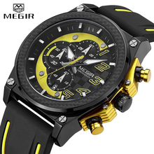 MEGIR-reloj analógico con correa de silicona para hombre, accesorio de pulsera de cuarzo resistente al agua con cronógrafo, complemento masculino deportivo de marca de lujo con diseño militar 2024 - compra barato