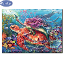 5D Diy diamond painting Mermaid aquarium square Rhinestone picture Mosaic embroidery with diamond cross stitch fantasy cartoon 2024 - buy cheap