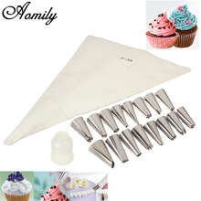 Aomily Big Promotion 18pcs/Set Icing Piping Nozzles Pastry Bag Tips With Transverter Kitchen Bakery Cake Baking Decorating Tools 2024 - buy cheap