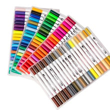 Rotulador de pincel fino de doble punta, 100 colores, tinta a base de acuarela, rotulador de arte para bocetos, suministros de Arte de dibujo 2024 - compra barato