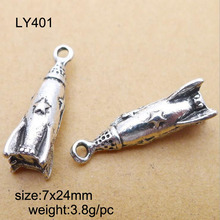 Mais novo amuleto de liga de míssil banhado a prata antiga de 7x24mm para fabricação de joias 2024 - compre barato