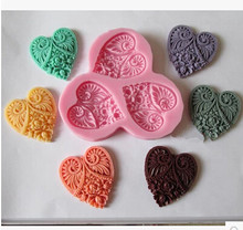 Silicone Mold 4.5x5cm Lace Mold Mold Fondant Chocolate Cake Decoration Mold No.:si336 Heart Shaped Three-hole Flower Moulds PRZY 2024 - buy cheap