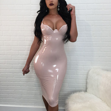 New Summer Dress Women Sexy Party Club Dress New Robe Femme PU Dress Latex Glossy Sexy Bodycon Midi Dress M-4XL 2024 - buy cheap