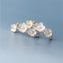 Lulu-porco 925 brincos de orelha de prata, edição coreana, brilhante, flor de cerejeira, pequeno, flor pura e fresca, e0220 2024 - compre barato
