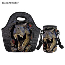 Twoheartsgirl-Bolsa de almuerzo de dinosaurio para niños, bolsa de almuerzo portátil con aislamiento, caja de Picnic familiar, bolsa de almuerzo para trabajadores, cubierta de botella personalizada 2024 - compra barato