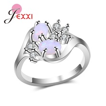 Luxury 925 Sterling Silver Bridal Women Wedding Engagement Rings Clear Cubic Zircon Top Quality Opal New Trendy 2024 - buy cheap