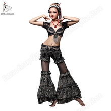 ATS Belly Dance Tribal Top Belt Pants Costumes Set Gypsy Women Stage Performance Tribal Bra Hip Scarf Bead Lace Clothes 2024 - buy cheap