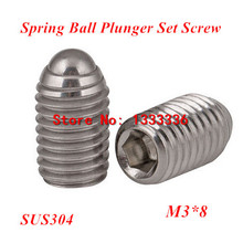 20pcs M3*8 Hex Socket Spring Ball Plunger Set Screw, 3mm wave beads positioning marbles tight screws Stainless steel 2024 - buy cheap