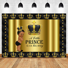 Mocsicka Royal Litter Prince Baby Shower Photography Backdrops Black Gold Gender Reveal Party Decoration Background Photography 2024 - buy cheap