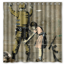 Водонепроницаемая и устойчивая к плесени занавеска для душа из полиэстера с граффити Banksy/занавески для ванной и ванной комнаты, 180*180 см 2024 - купить недорого