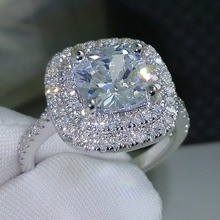 Женское кольцо на палец Everoyal, розовое квадратное кольцо с кристаллами из серебра 925 пробы 2024 - купить недорого