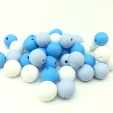 Contas redondas de silicone 40 peças, azul cores graduais 12mm diy bebê pingente de silicone dentição acessórios colar clipes chupeta contas 2024 - compre barato