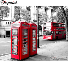 Dispaint Full Square/Round Drill 5D DIY Diamond Painting "telephone booth scenery" Embroidery Cross Stitch 5D Home Decor A10415 2024 - buy cheap