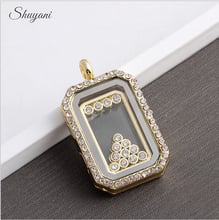 10Pcs/Lot Rhinestone Geometric Polygon Floating Window Plates Locket Charms For Medaillon Locket Necklaces Jewelry Accessories 2024 - buy cheap