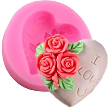 Molde de silicona 3D con forma de flor de rosa, corazón de amor, azúcar artesanal, Fondant, pastel, Chocolate, herramientas de decoración para hornear 2024 - compra barato