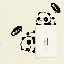 New Lovely 3Pcs Cartoon Panda Switch Wall Stickers Window Glass for Kids Room Mural Home Decorative Applique Animal Decals 2024 - buy cheap