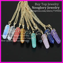 10pcs Mix Natural Gems Stone Pendant Necklace metal Wire Wrapped Opal/Pink Quartz/Blue Sand/Crystal Druzy Pendant Necklace 2024 - buy cheap