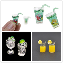 1:12 Resin Dollhouse Mini Ice Lemon Water Drink Cup Miniature Dollhouse Food Kitchen Accessories Cups Toy Mini Decoration Gifts 2024 - buy cheap