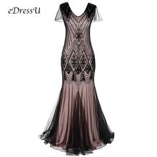 eDressU Evening Party Dress Elegant Vintage Beaded Formal Dress Sequins Black Sexy Glitter Robe de soiree abendkleid ZY-GA81 2024 - buy cheap