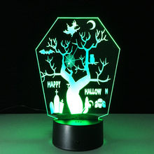 Decoración de cabeza de árbol de Halloween, lámpara de mesa pequeña estéreo visual 3D, regalo creativo de Ambiente de Halloween, árbol de bruja A08 2024 - compra barato