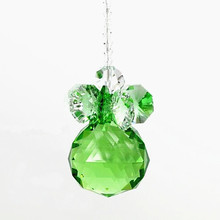 Cuentas de vidrio de cristal K9 verde con bola facetada de cristal, atrapasol artesanal para pieza de araña Prisma de iluminación colgante, 30x300mm(H), 1 ud. 2024 - compra barato