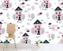 beibehang Wallpaper 3D photo cartoon pink hand-painted big tree house children personality pattern clothing store background 2024 - buy cheap