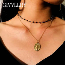 Free Shipping Virgin Mary Pendant Necklaces for Women Black Acrylic Crystal Beads Chain Gold Necklace Jewelry Kolye 2024 - buy cheap