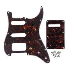 FLEOR Set of 11 Hole Strat Guitar Pickguard SSH Scratch Plate & Back Plate with Screws for Guitar Parts Brown Tortoise 4Ply 2024 - buy cheap