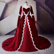 Moroccan Kaftan Red Velvet Evening Dress 2019 Sweetheart Appliques Long Sleeve Dubai Arabic Prom Dress Party Gown robe de soire 2024 - buy cheap