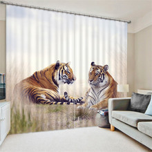 Cortinas opacas 3D de tigre león para dormitorio, ropa de cama moderna de lujo para habitación de niños, sala de estar, Cortinas de Hotel, 2017 2024 - compra barato