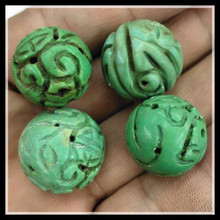 4pcs green carving turquoisee stone beads flower beads wholesale gem stone beads diy accessories size 18mm 2024 - buy cheap