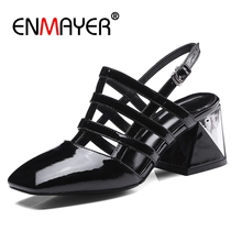 ENMAYER Pointed Toe  Casual   Buckle Strap  Shoes Woman High Heel  Sapato Feminino  Women Shoes  Size 34-42 ZYL2679 2024 - buy cheap