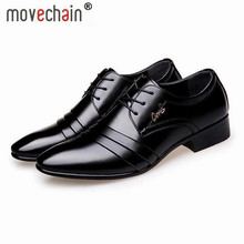 Movechain sapatos masculinos de couro, estilo oxford com cadarço, para escritório de negócios, casamento, para homens 2024 - compre barato