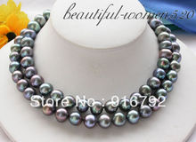Collar de perlas de agua dulce cultivadas, color negro y redondo, 8-9mm,> 32 ", envío gratis, venta al por mayor 2024 - compra barato