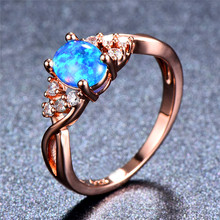 Женское овальное кольцо на палец, модное белое/синее кольцо с камнем, "огненный опал", 18 кт, обручальные кольца для женщин, 2018 2024 - купить недорого