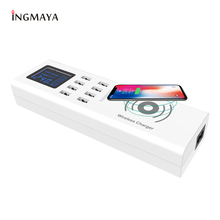 Ingmaya qi-estação de carregamento usb sem fio, 8 portas, 40w, para iphone 8, x, samsung s9 edge, huawei nexus mi, adaptador de pixel 2024 - compre barato
