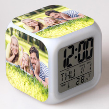 Adesivos personalizados para família, relógio despertador com luz noturna e flash colorido feito sob encomenda, brinquedo fotográfico customizado para família 2024 - compre barato