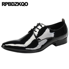 Italian Luxury Oxfords Formal Wedding Derby Italy Pointed Toe Men Black Patent Leather Dress Shoes Genuine Real British Style 2024 - buy cheap