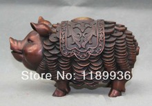 Chinese China Fengshui Pure Bronze Money Zodiac Year Coins Pig Statue Sculpture 2024 - buy cheap