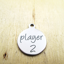 10pcs/lot-Player 2 Gaming Couples Best Friends stainless steel charms - Laser Engraved - Customized - DIY Charms Pendants 2024 - buy cheap