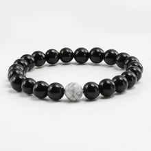 Men Natural Stone Bracelet Charm Black White Beaded Bracelets Bangles for Women Men Buddha Prayer Stretch Jewelry Pulsera Hombre 2024 - buy cheap