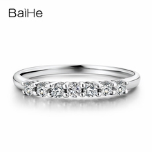 BAIHE однотонное 18K Белое Золото 0.04ct H/SI круглые натуральные бриллианты Свадебные плохие женские ювелирные изделия Модные Красивые бриллиантовые Подарочные Кольца 2024 - купить недорого