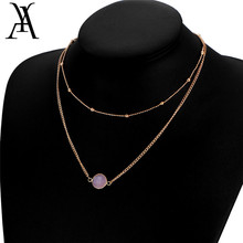 Bohemian Pink Crystal Necklaces For Women Boho Multicolor Beads Choker Necklace Collier Chain Fashion Jewelry Accessories Gift 2024 - buy cheap