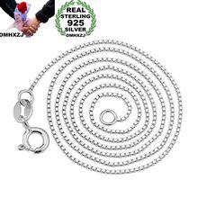 OMHXZJ Wholesale European Fashion Woman Man Party Wedding Gift Silver 1MM Box Chain 925 Sterling Silver Chain Necklace NA191 2024 - buy cheap