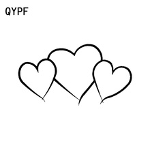 QYPF 14.2CM*7.5CM Fashion Three Heart Outline Love Vinyl Decoration Car-styling Car Sticker Decal C15-0688 2024 - buy cheap