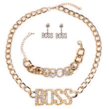 Женский комплект украшений BOSS, набор украшений из цепочки и ожерелья с кристаллами, Подарочные комплекты для мужчин и женщин 2024 - купить недорого