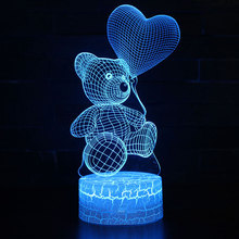 Love bear theme 3D Lamp LED night light 7 Color Change Touch Mood Lamp Christmas present Dropshippping 2024 - buy cheap